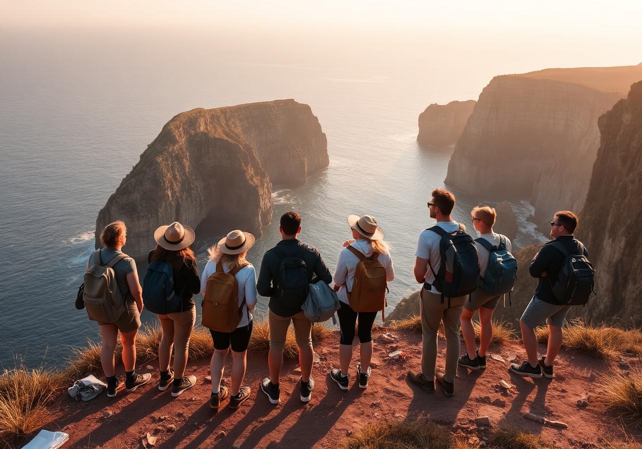 Small tourism group exploring a regional attraction together with a guide